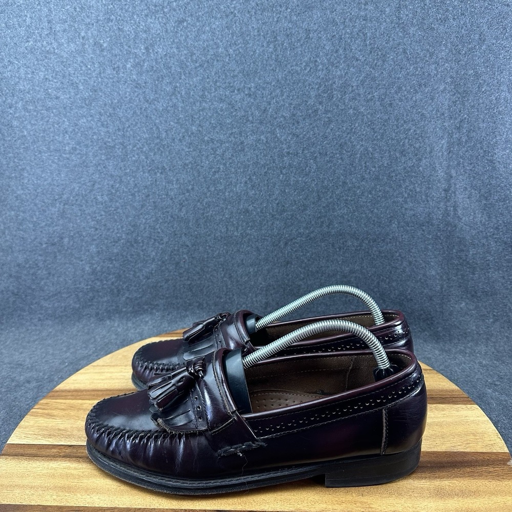 Weejuns GH Bass Mens Jeremy Loafers Sz 9.5D Vibram Burgundy Leather Penny Tassel - Picture 6 of 11